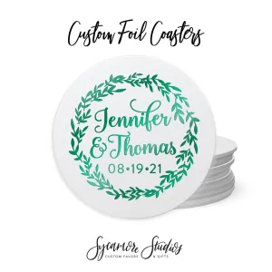 Foiled Wedding Coaster #26 - Wreath