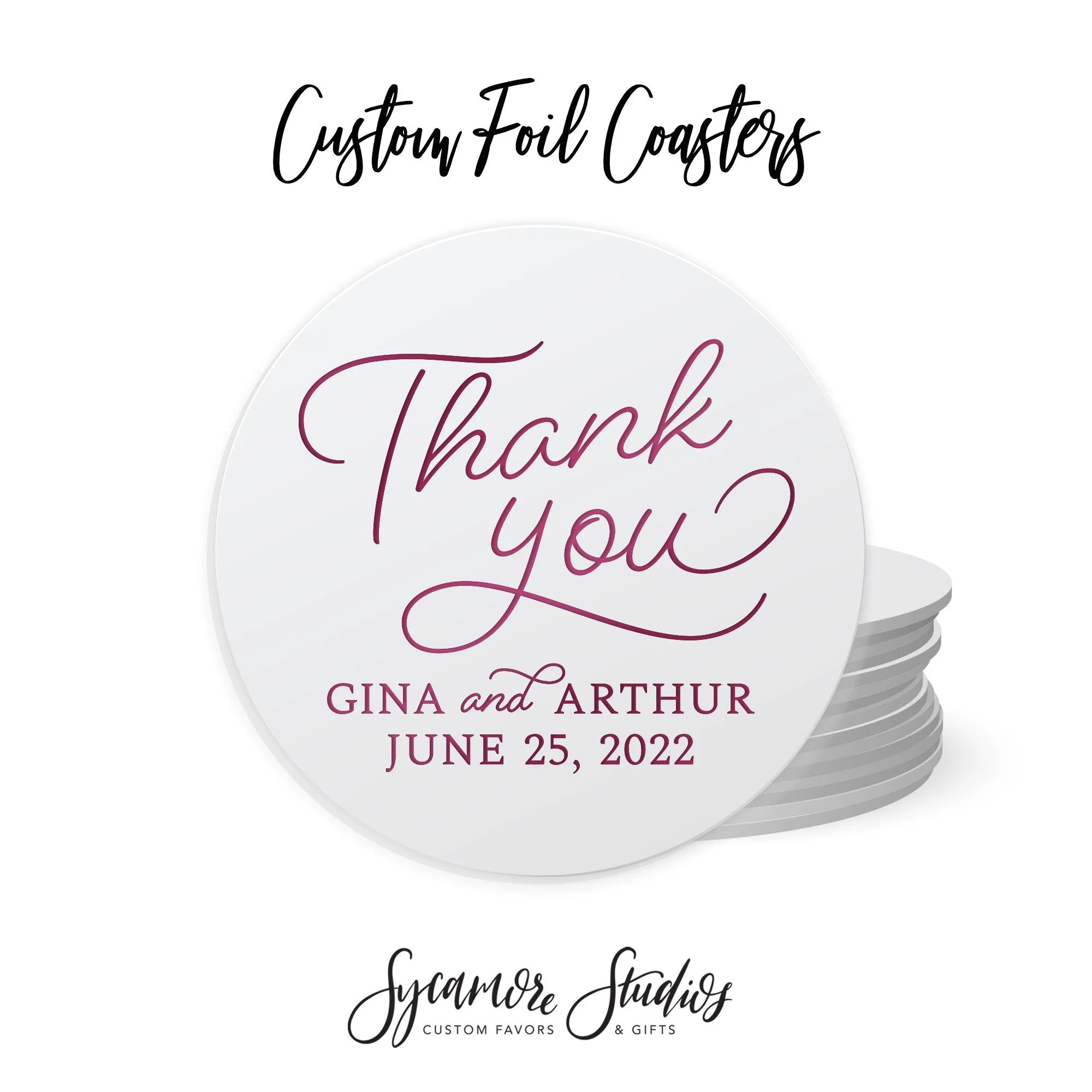 Foiled Wedding Coaster #64 - Thank You