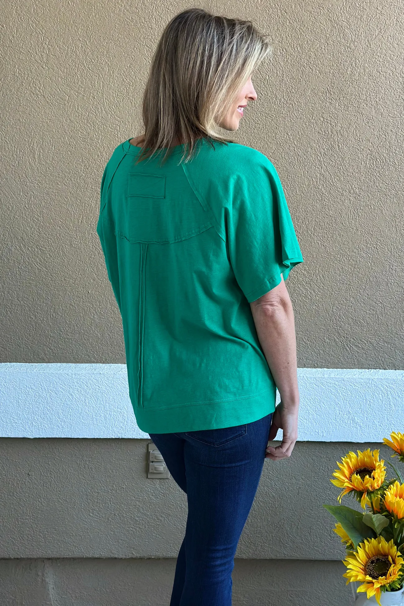 Freestyle Slub Oversized Tee in Kelly Green