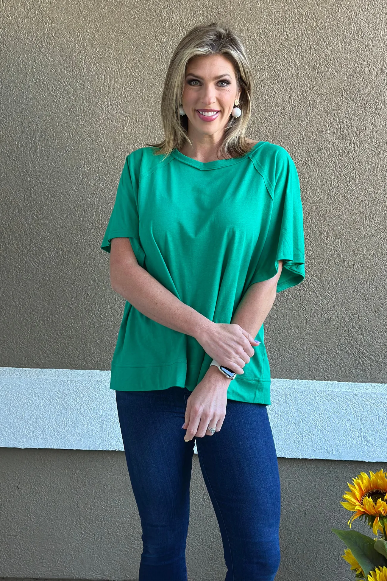 Freestyle Slub Oversized Tee in Kelly Green