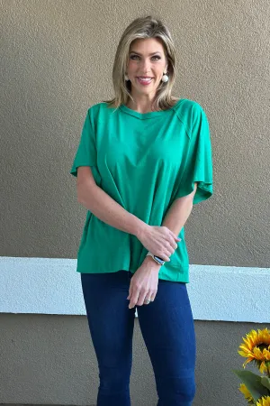 Freestyle Slub Oversized Tee in Kelly Green