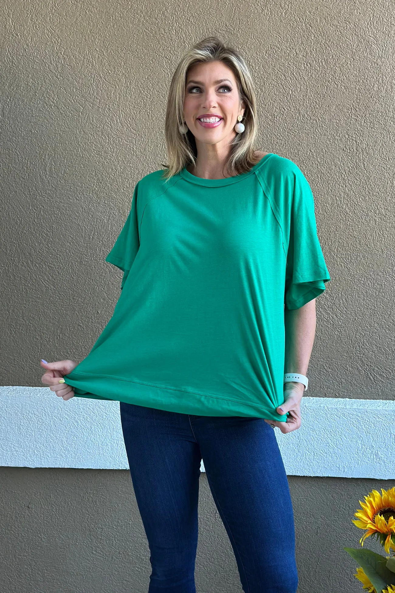 Freestyle Slub Oversized Tee in Kelly Green