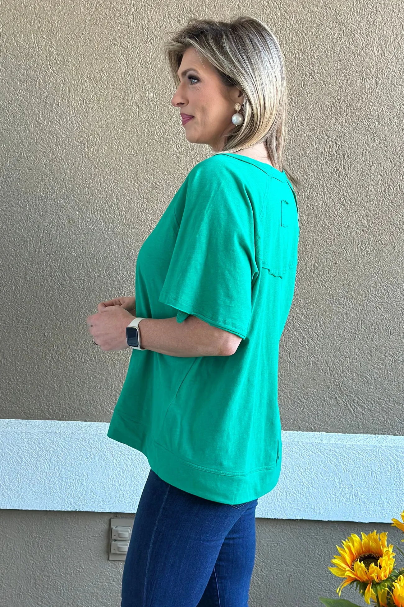 Freestyle Slub Oversized Tee in Kelly Green