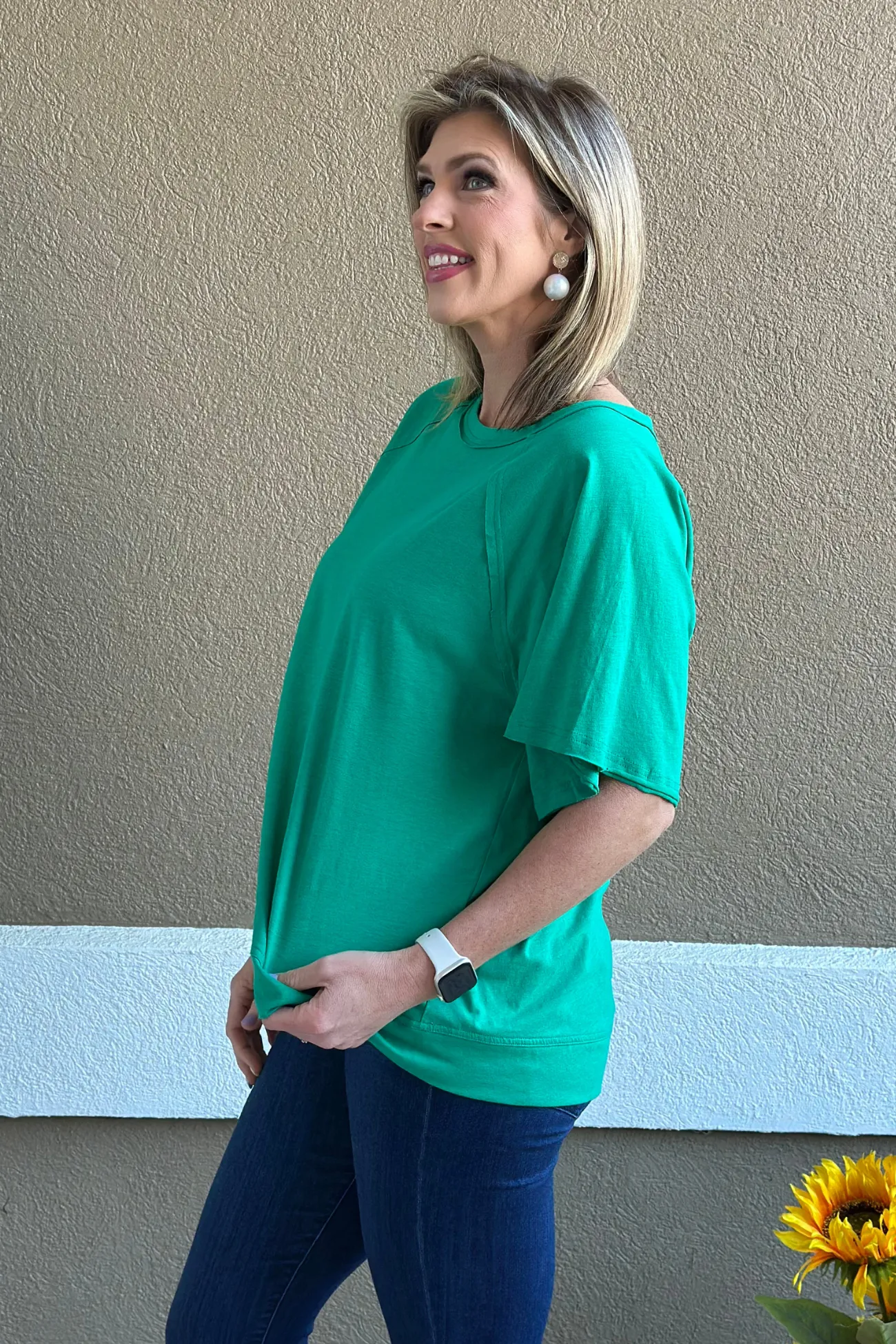 Freestyle Slub Oversized Tee in Kelly Green
