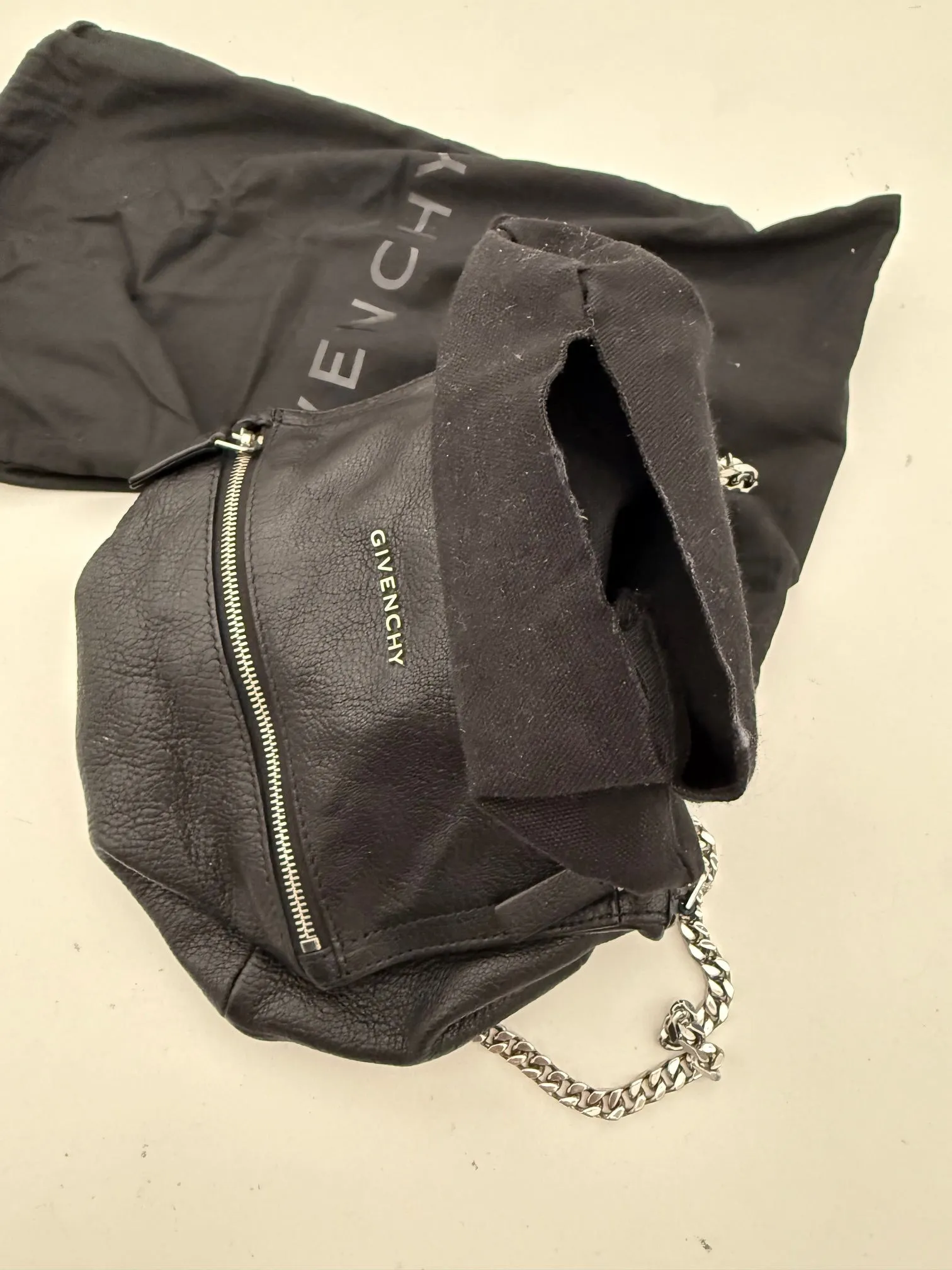 Givenchy Mini Pandora Chain Crossbody Bag Black Leather