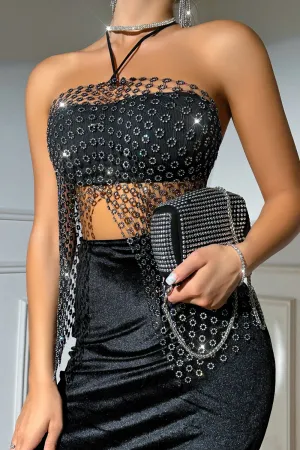 Glisten Mesh Exposed Umbilical Top