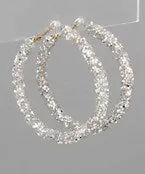 Glitter Hoops- Silver