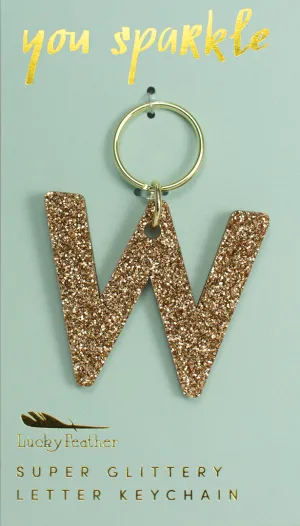 Glitter Letter Keychain - W
