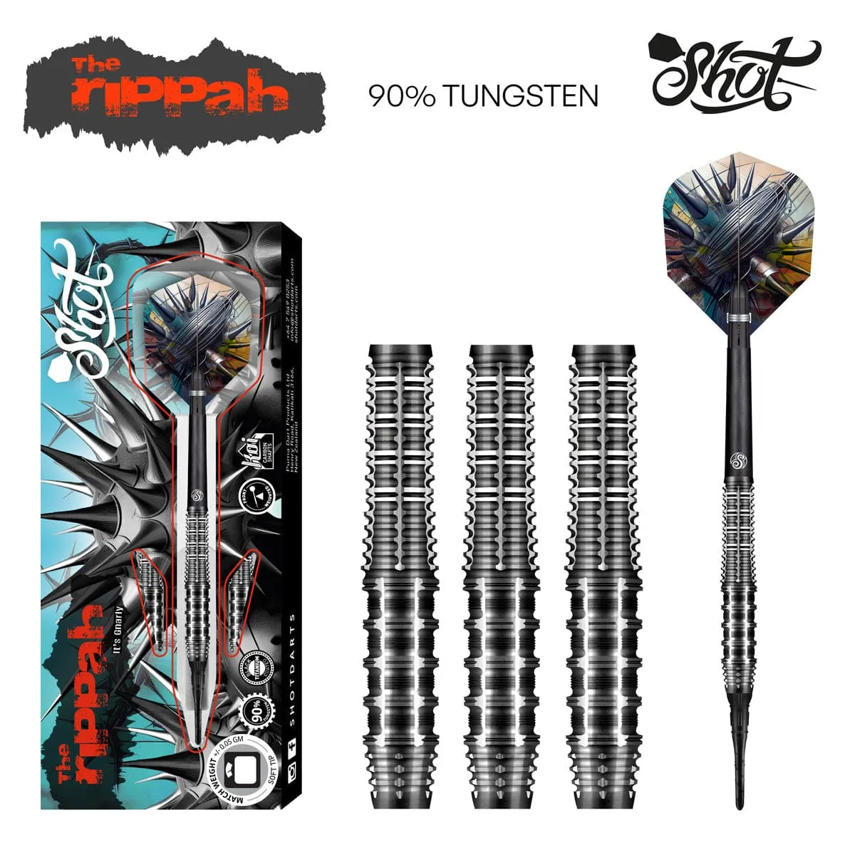 Gnarly Rippah Soft Tip Dart Set-90% Tungsten Barrels