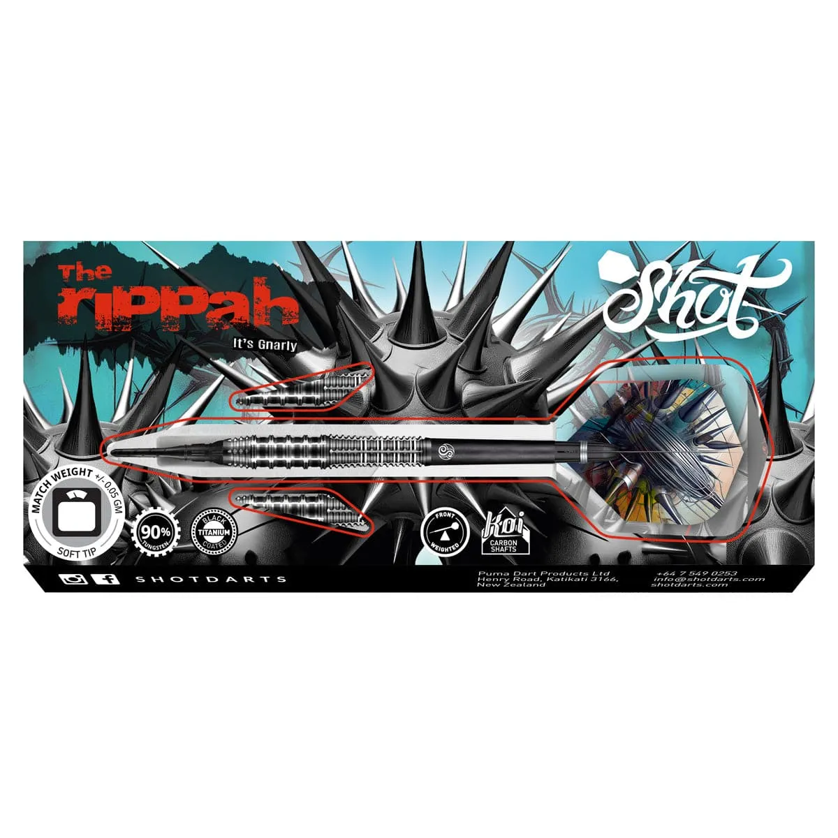 Gnarly Rippah Soft Tip Dart Set-90% Tungsten Barrels