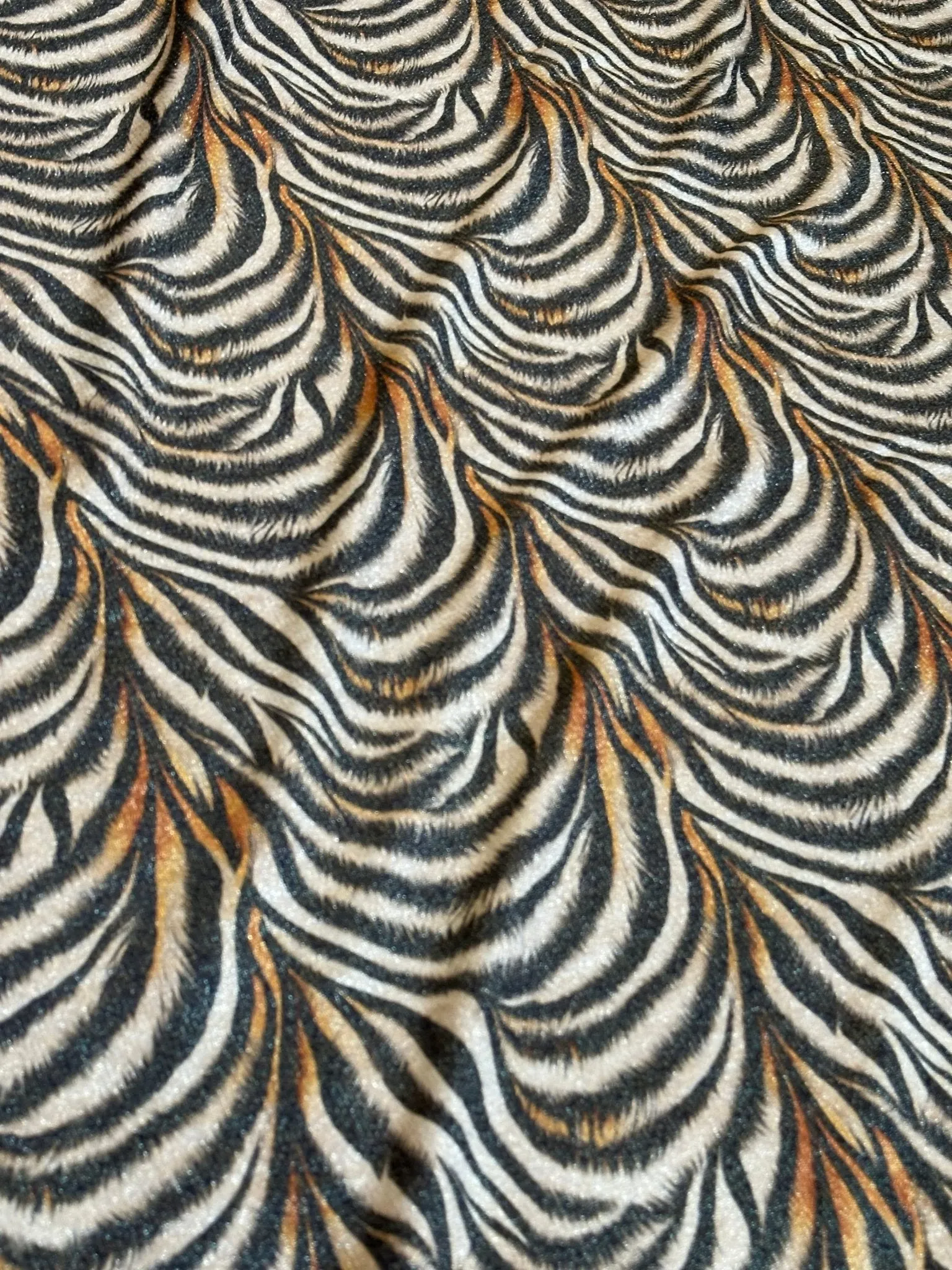 Gold Lurex Tiger Fabric - Glitter Knit 4-Way Stretch