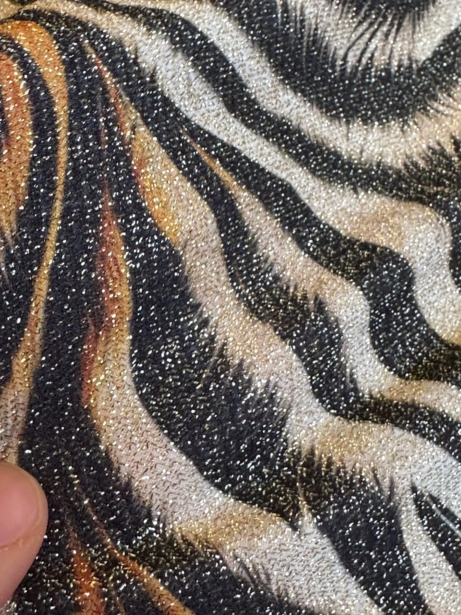 Gold Lurex Tiger Fabric - Glitter Knit 4-Way Stretch