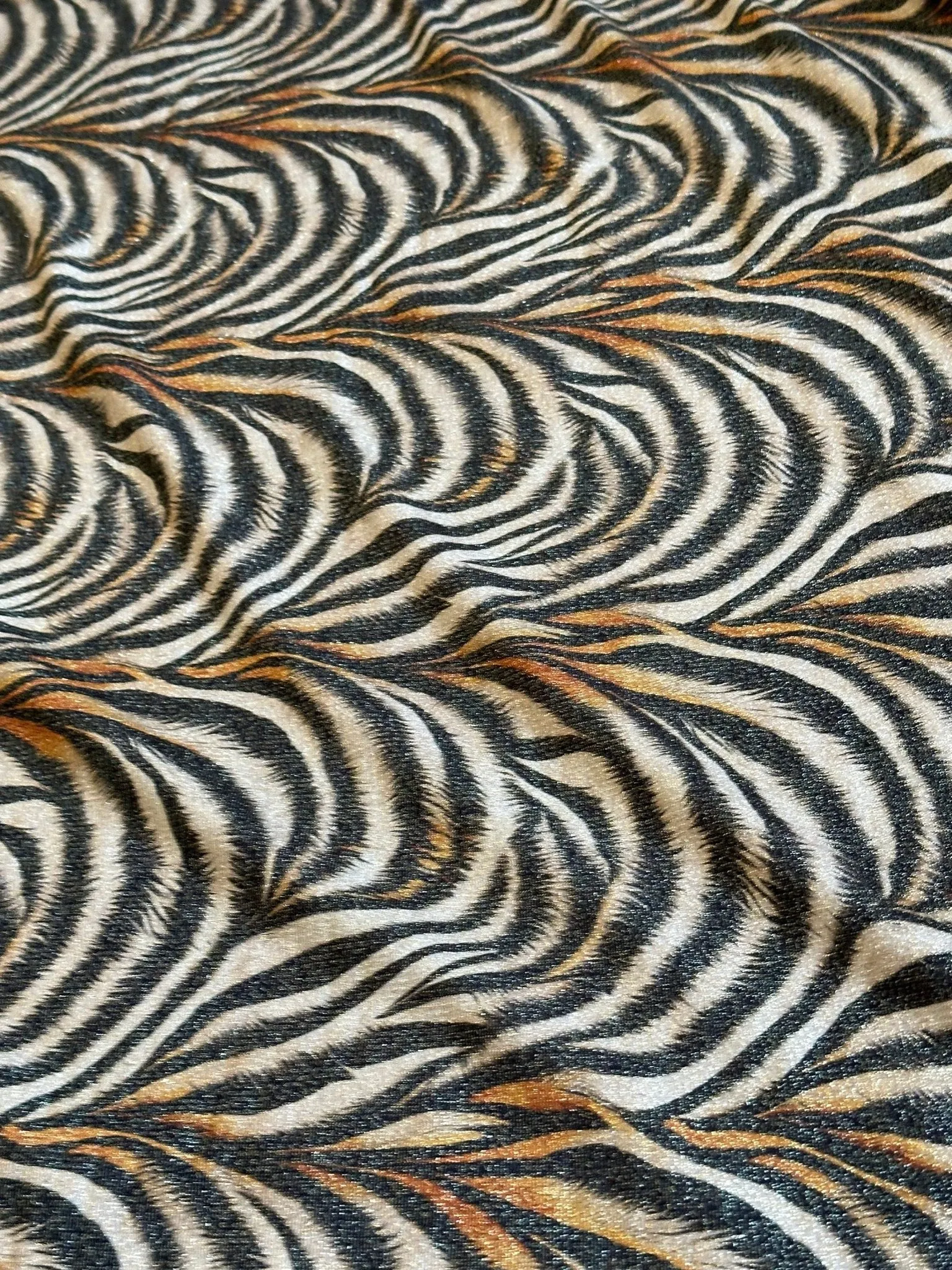 Gold Lurex Tiger Fabric - Glitter Knit 4-Way Stretch