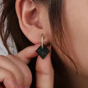 Gold Plated Micro Pave Diamond Shape Cubic Zirconia Drop Earrings