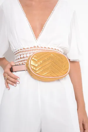 Gold Shiny Belted Bumbag - Ignacia