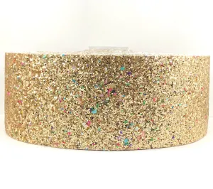 Gold with Colored Stones Chunky 3" Glitter Ribbon