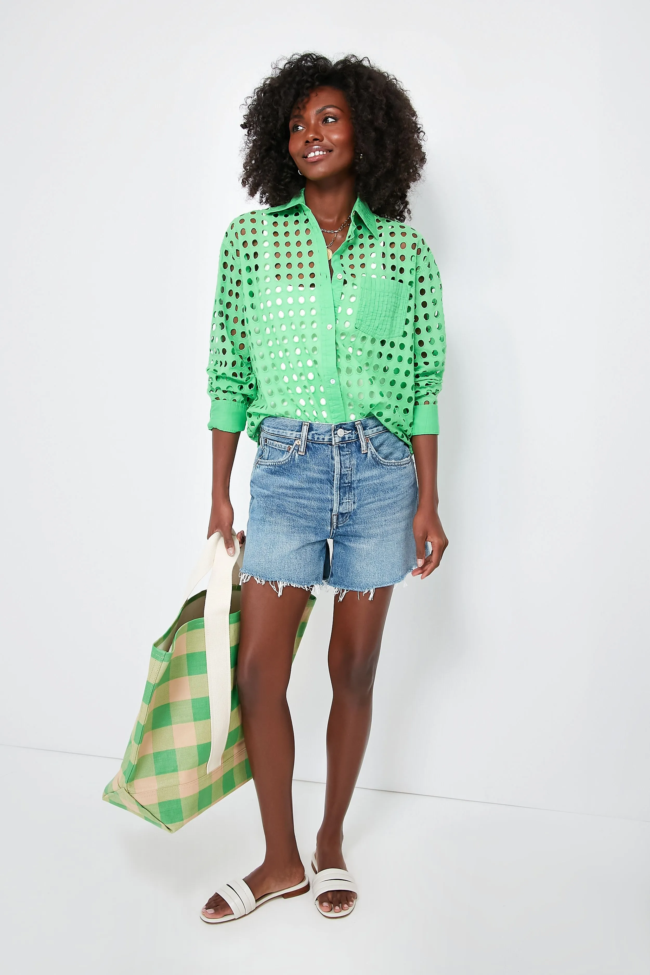 Green and Butterscotch Bodie Oversized Tote