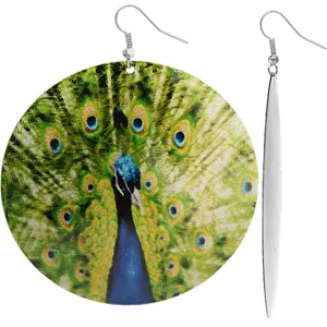 Green Glossy Spotted Glossy Peacock Earrings