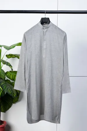 Grey Cotton Jacquard Kurta
