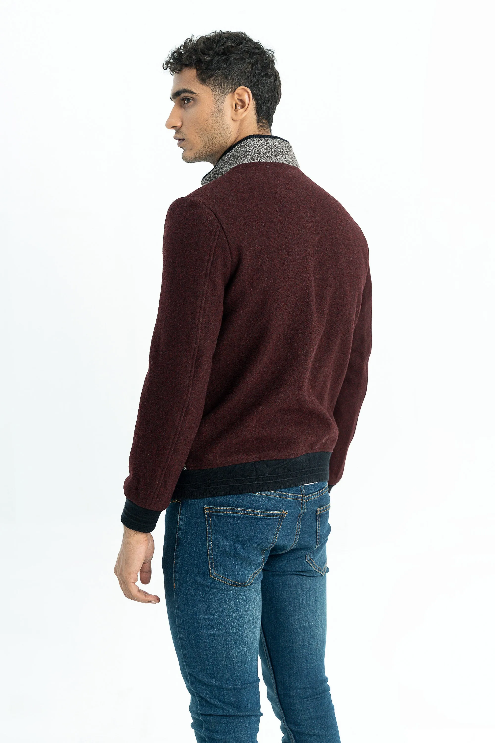Grey with Maroon Sleeves Jacket