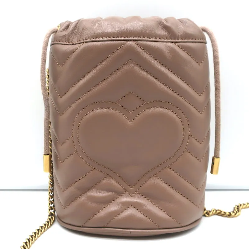 Gucci GG Marmont Mini Bucket Bag Nude Quilted Leather