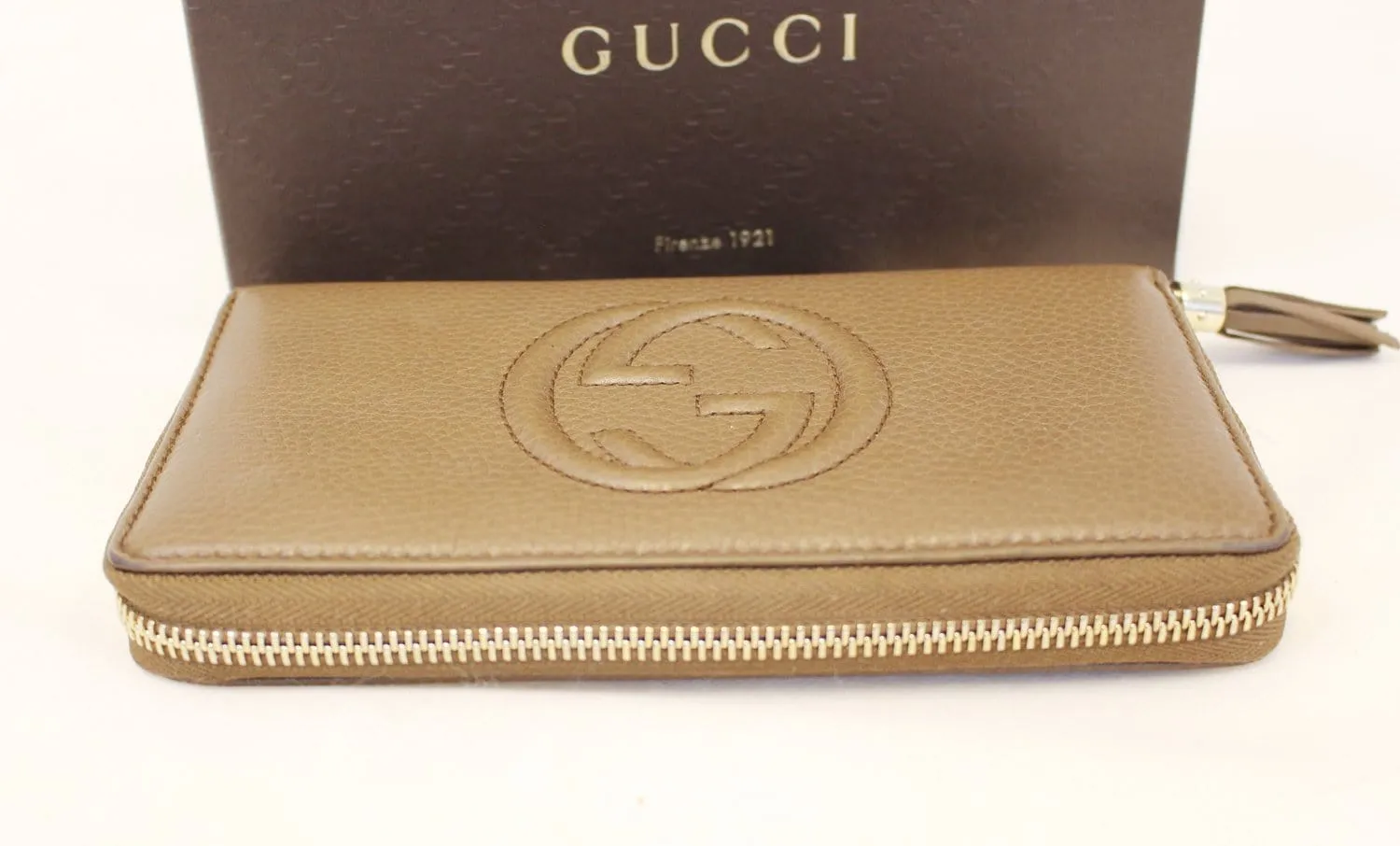 GUCCI Interlocking G Medium Brown Leather Long Wallet