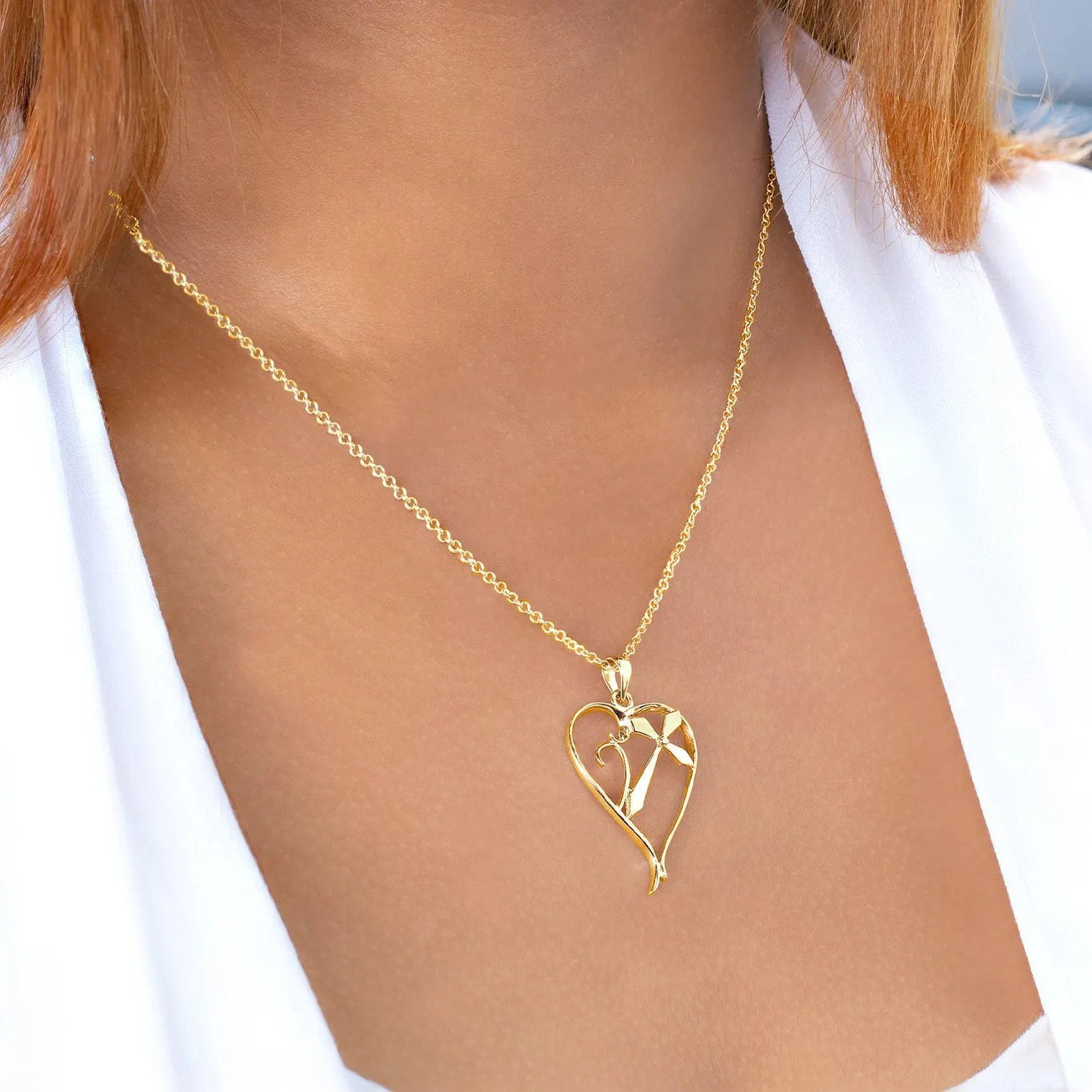 Heart Pendant Necklace with Cross