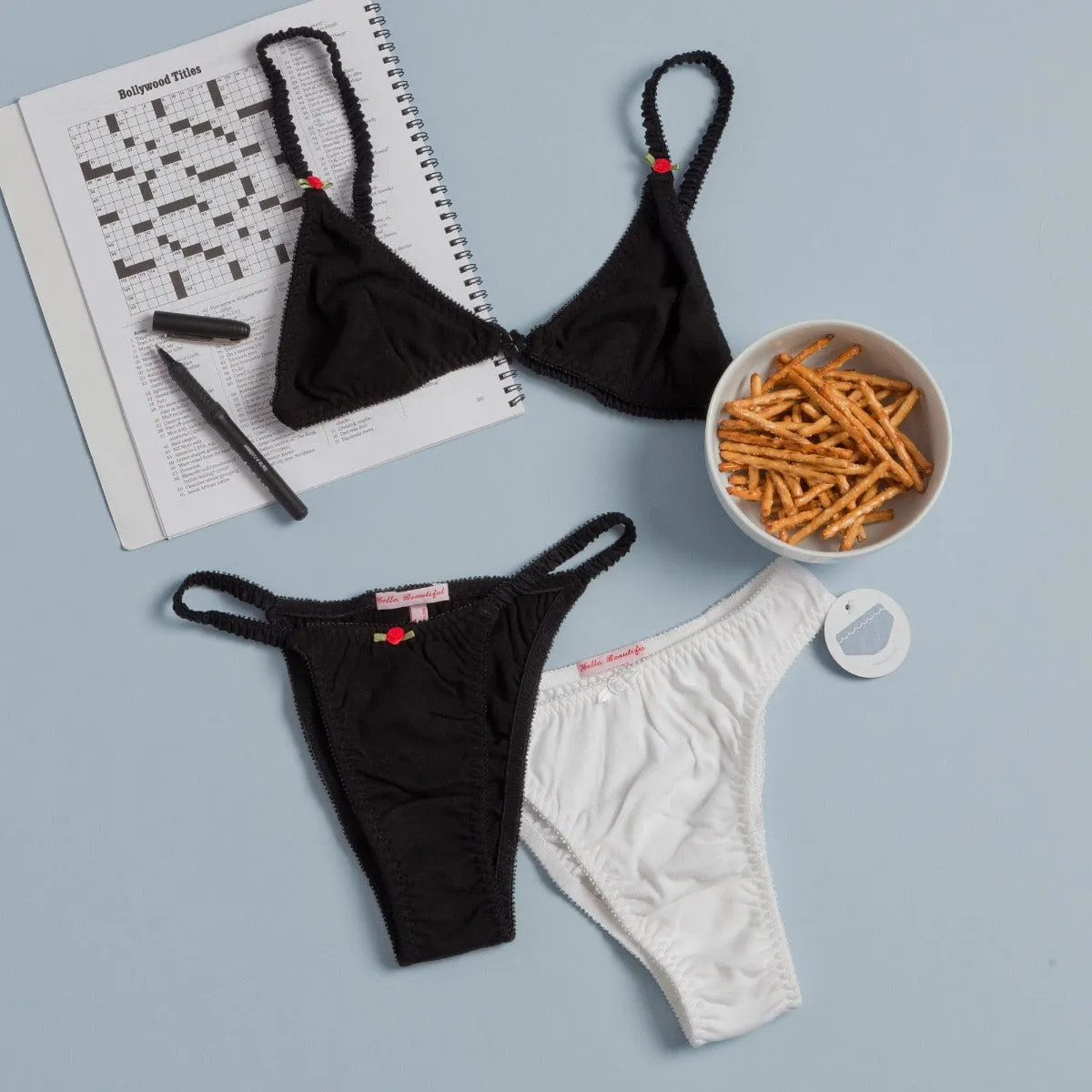 Hello Beautiful: Romance Wireless Triangle Bra - Black