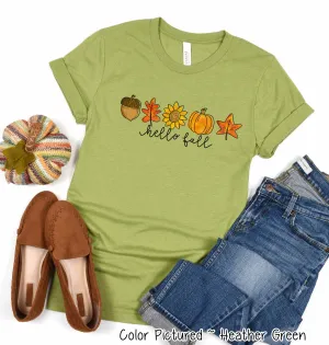 Hello Fall Watercolor Icons Fall Tee