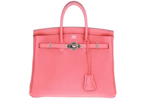 Hermes Birkin 25 Bougainvillea Taurillon Clemence Palladium