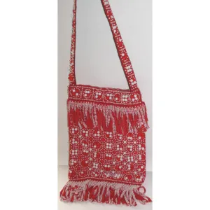 Hippy Red & White Beaded Purse
