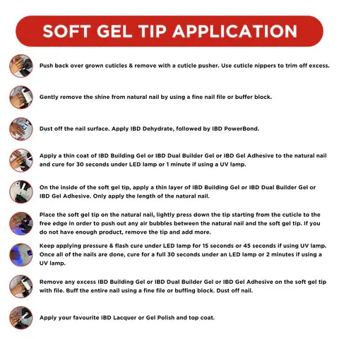 ibd Soft Gel Tips - Medium Almond 504 Tips / 12 Sizes