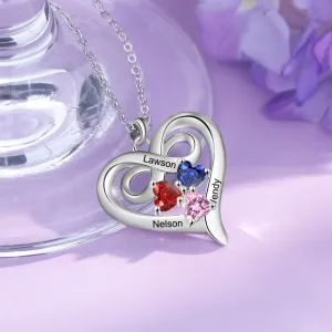 Infinity love Sterling silver mothers necklace with child birthstones