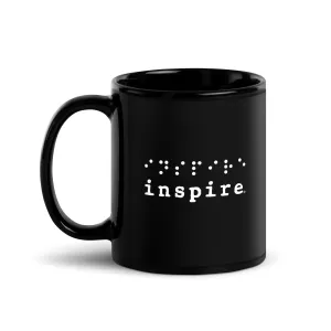 inspire Braille Black Glossy Mug