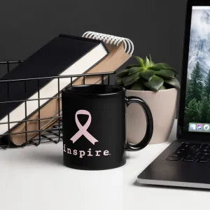 inspire Breast Cancer Ribbon Black Glossy Mug