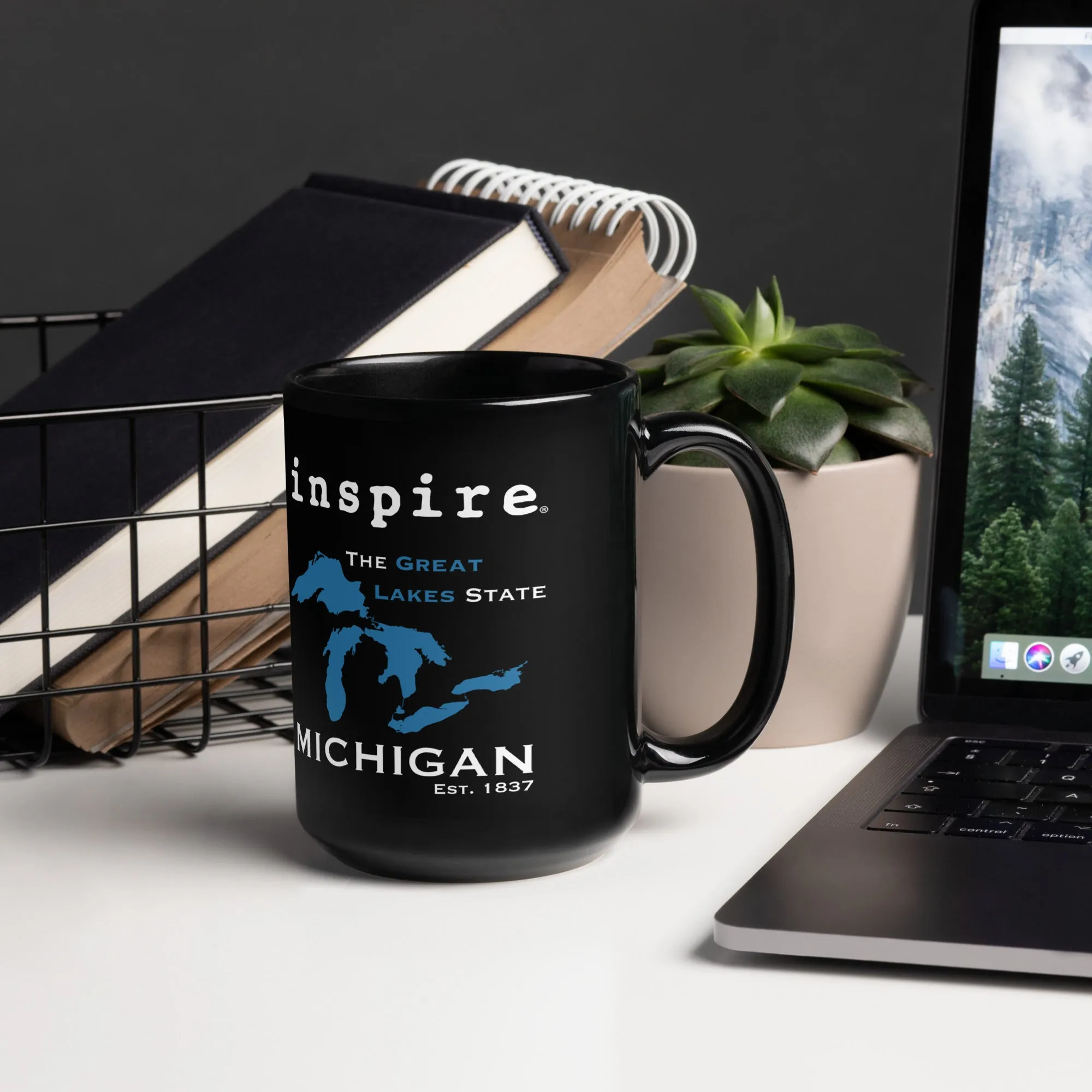 inspire Great Lakes Black Glossy Mug