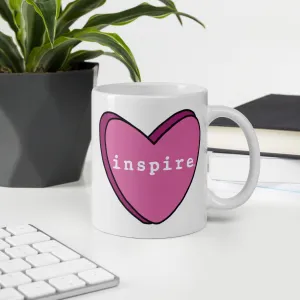 inspire Pink Heart White glossy mug