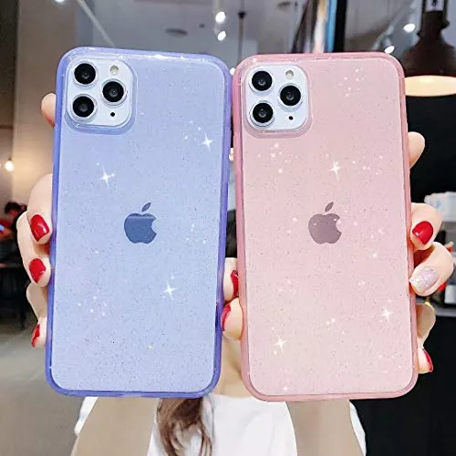 iPhone 11 Pro Max Case Glitter,Anynve Clear Glitter Sparkle Bling Case [Air Cushion Anti-Shock Matte Edge Bumper Design] Cute Slim Soft Silicone Gel Case Compatible for iPhone 11 Pro Max 6.5''-Black