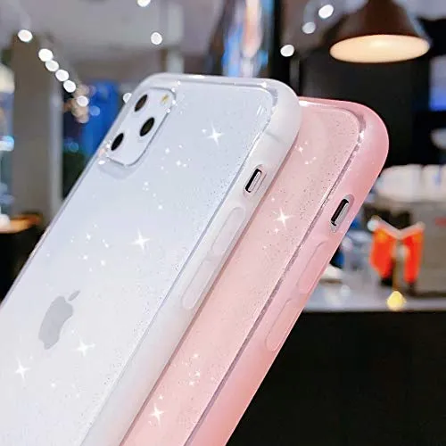 iPhone 11 Pro Max Case Glitter,Anynve Clear Glitter Sparkle Bling Case [Air Cushion Anti-Shock Matte Edge Bumper Design] Cute Slim Soft Silicone Gel Case Compatible for iPhone 11 Pro Max 6.5''-Black