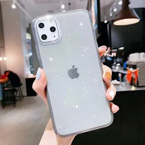iPhone 11 Pro Max Case Glitter,Anynve Clear Glitter Sparkle Bling Case [Air Cushion Anti-Shock Matte Edge Bumper Design] Cute Slim Soft Silicone Gel Case Compatible for iPhone 11 Pro Max 6.5''-Black