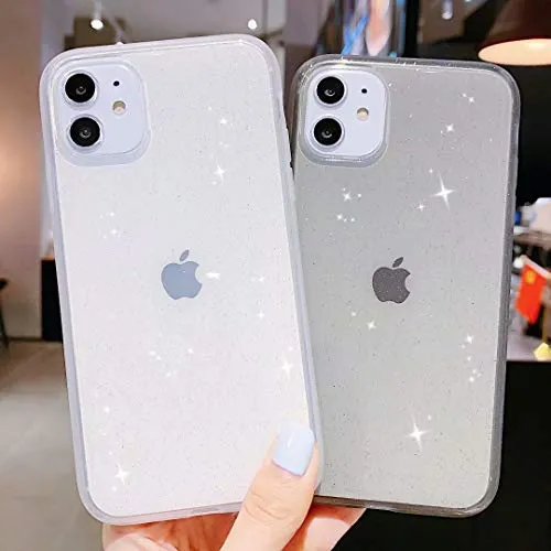 iPhone 11 Pro Max Case Glitter,Anynve Clear Glitter Sparkle Bling Case [Air Cushion Anti-Shock Matte Edge Bumper Design] Cute Slim Soft Silicone Gel Case Compatible for iPhone 11 Pro Max 6.5''-Black