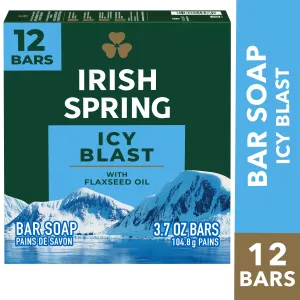 Irish Spring Bar Soap for Men, Moisture Blast Deodorant Bar Soap, 3.7 Oz,12 Pack