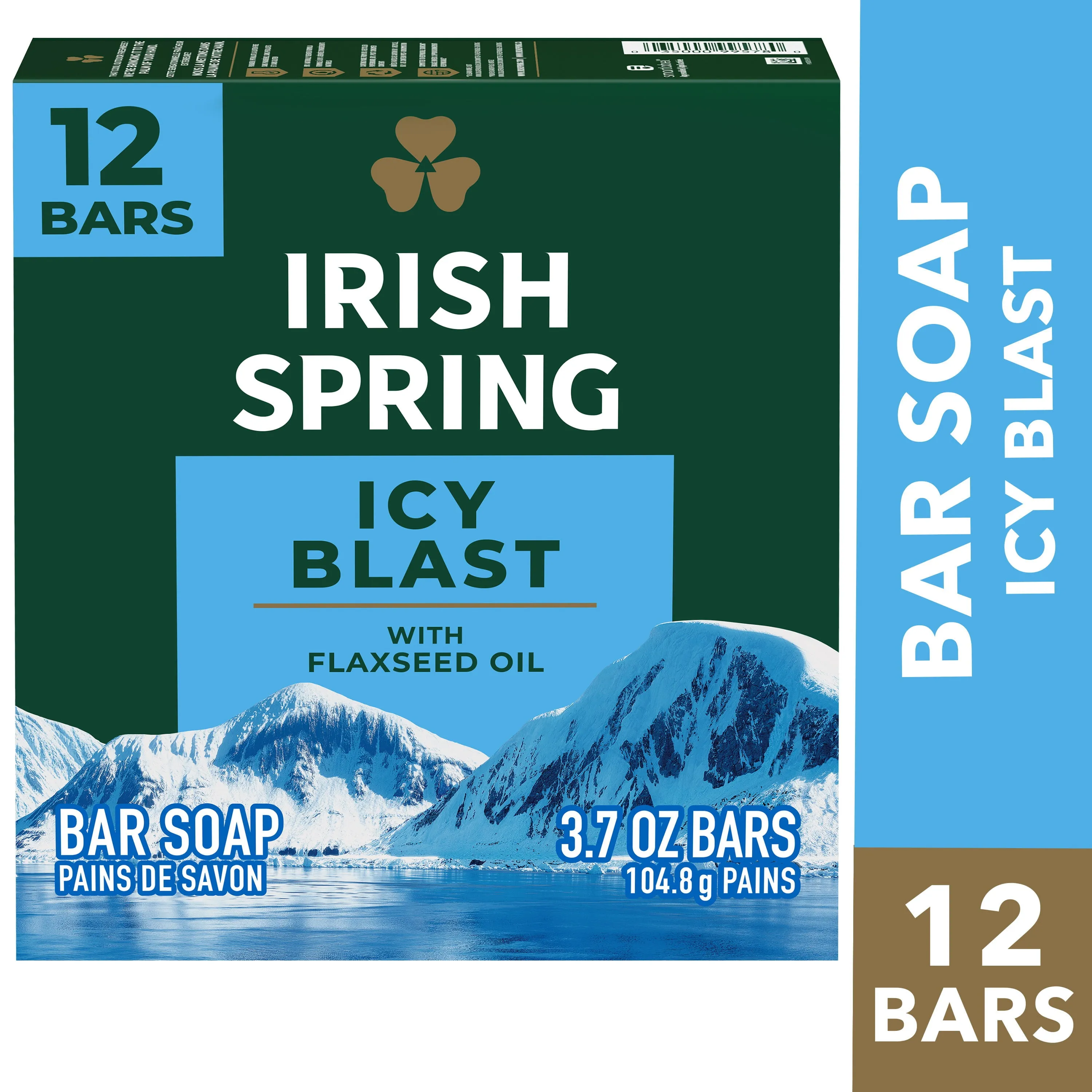 Irish Spring Bar Soap for Men, Moisture Blast Deodorant Bar Soap, 3.7 Oz,12 Pack