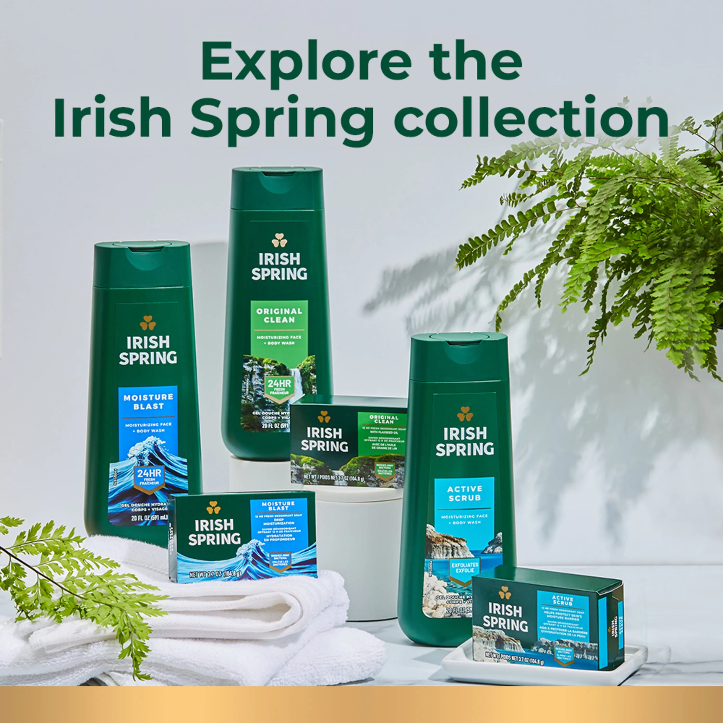 Irish Spring Bar Soap for Men, Moisture Blast Deodorant Bar Soap, 3.7 Oz,12 Pack