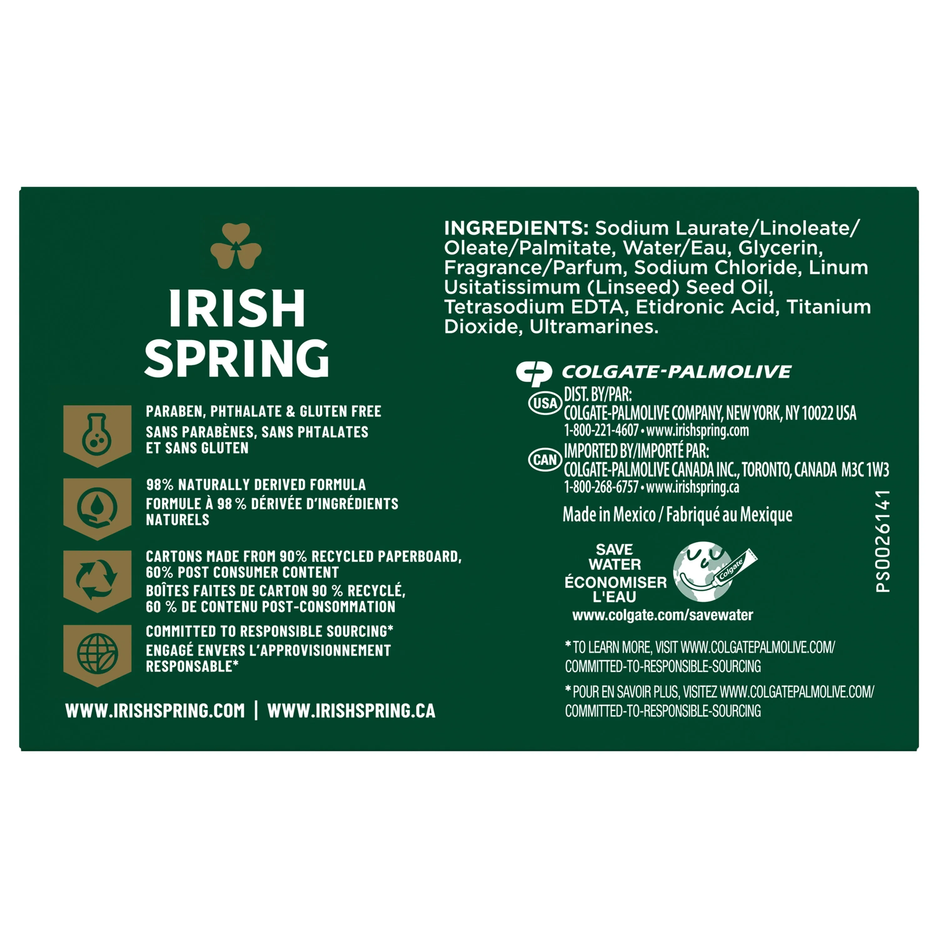 Irish Spring Bar Soap for Men, Moisture Blast Deodorant Bar Soap, 3.7 Oz,12 Pack