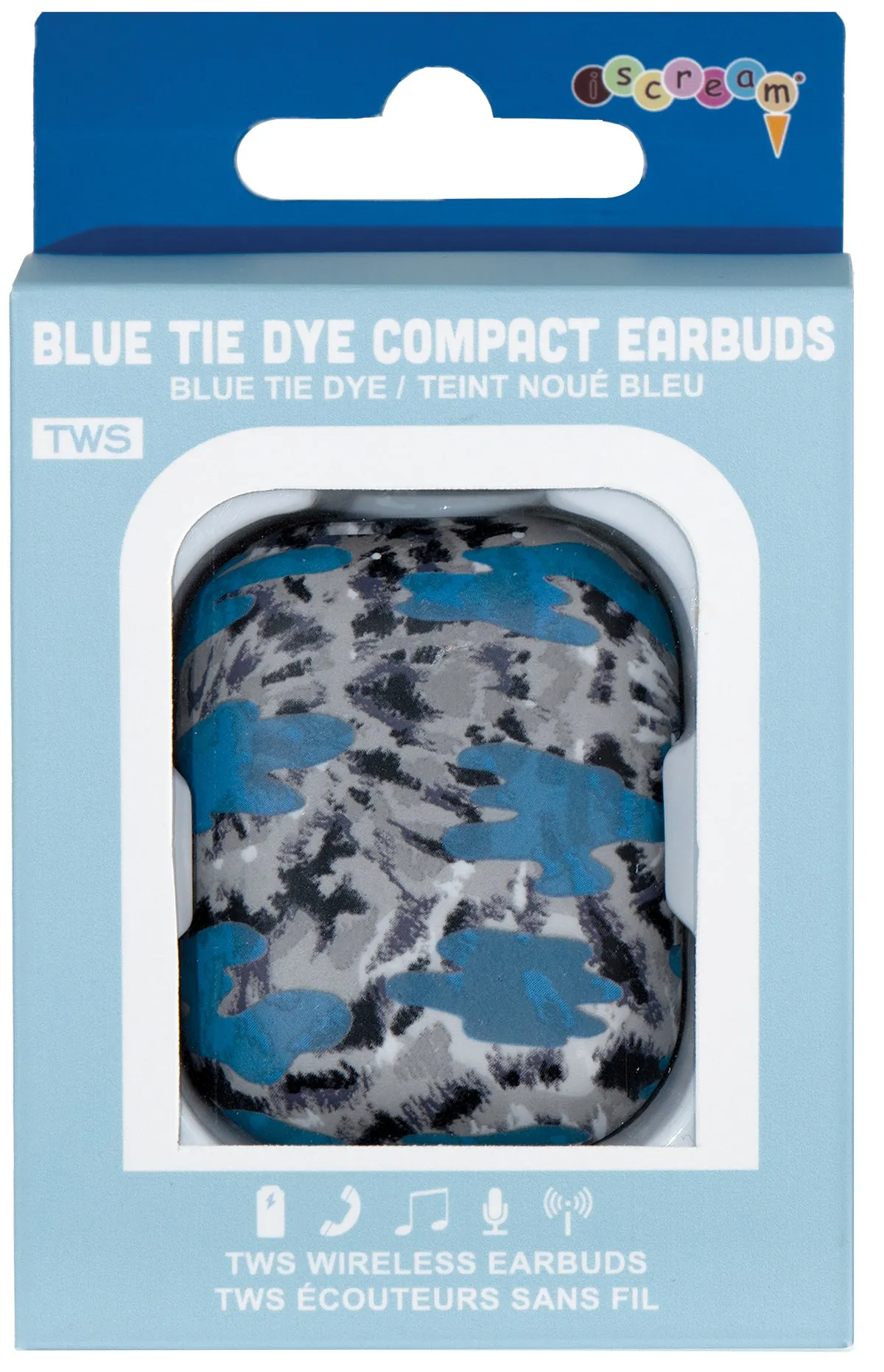Iscream Blue Tie Dye Compact Earbuds