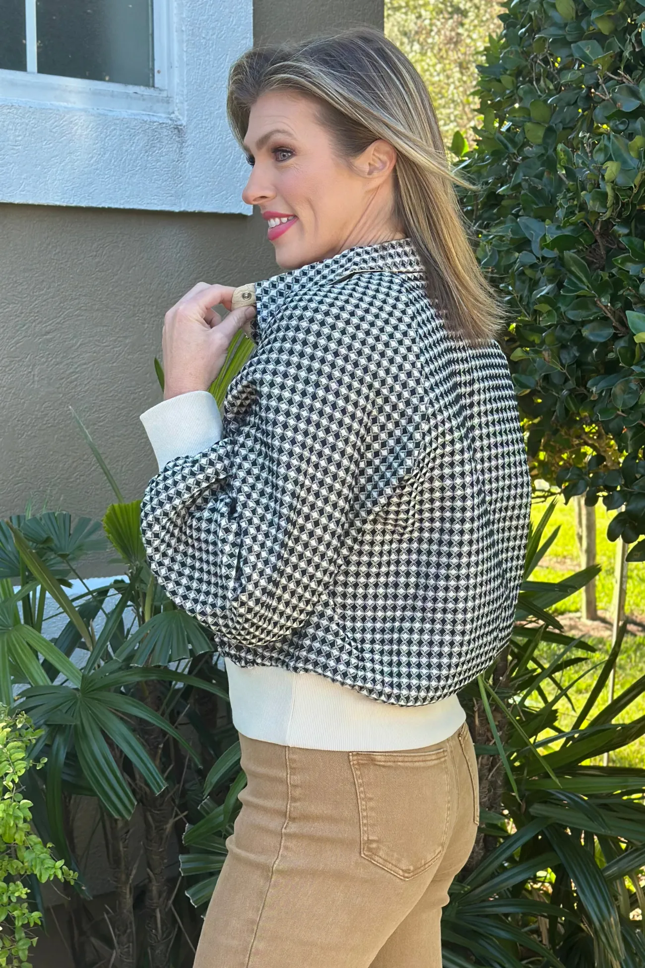 Jensen Two Tone Textured Snap Button Top