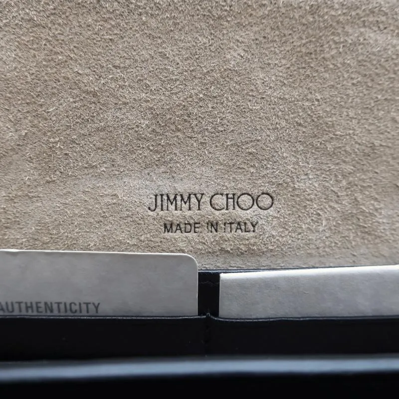 Jimmy Choo Elise Star-Studded Crossbody Bag Black Leather Small Clutch NEW