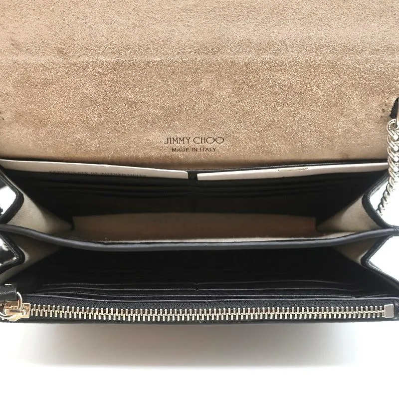 Jimmy Choo Elise Star-Studded Crossbody Bag Black Leather Small Clutch NEW