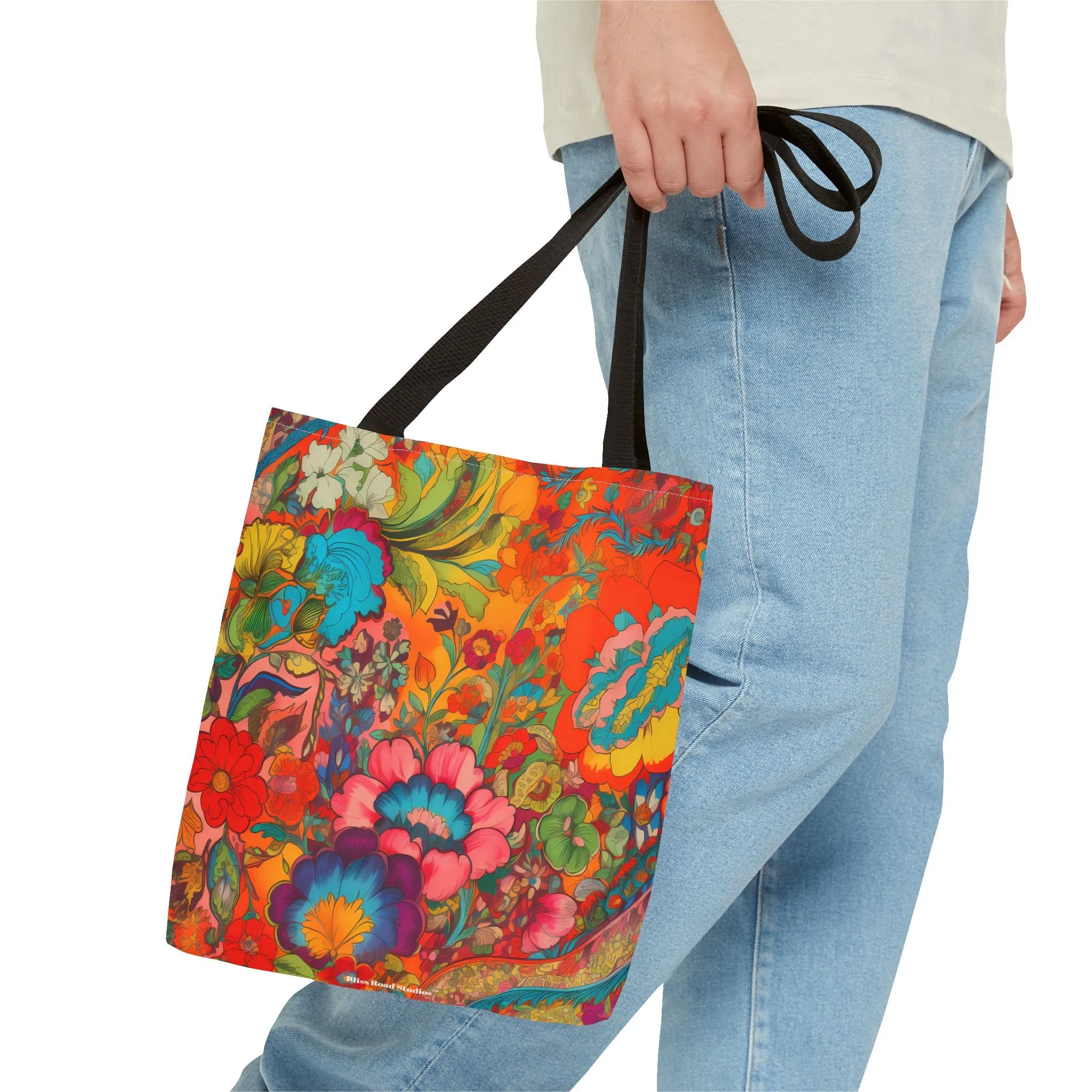 Kaleidoscopic Floral Dance Tote Bag - Psychedelic Fun! Available in 3 sizes.